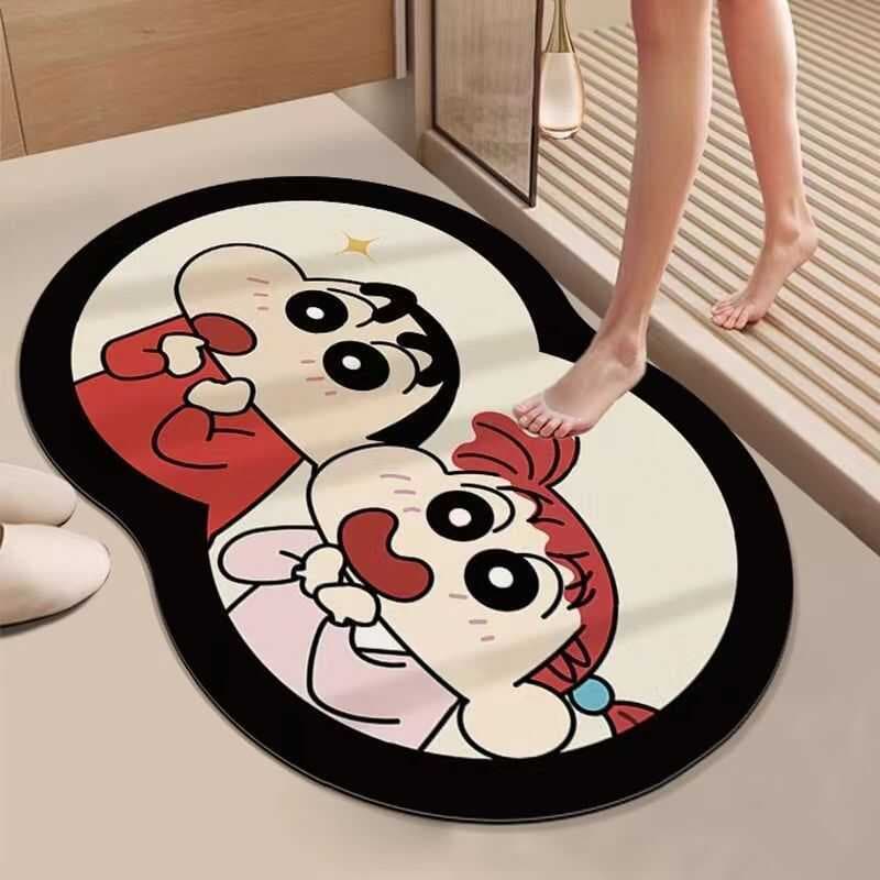 Desenhos animados dos desenhos animados Crayon Shin-Chan diatomáceas lama tapete absorver água de secagem rápida Anti-de