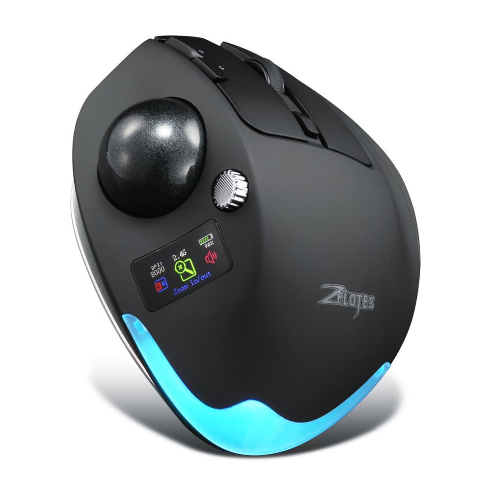 JOMAA Bluetooth Wireless Trackball Mouse Programável Recarregável Para Jogos Com Tela De Exibição Escritório Doméstico