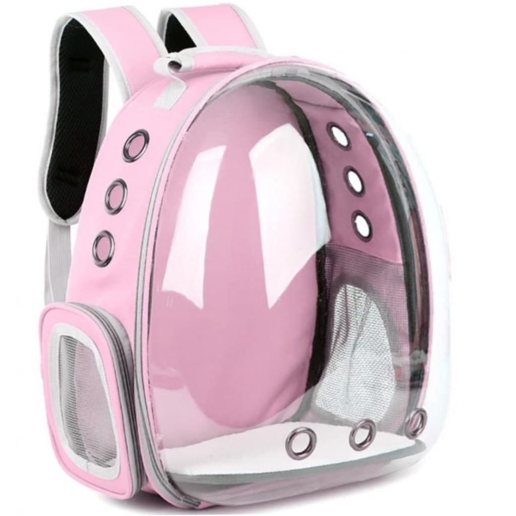 ROSA - Mochila Pet Transporte para Cães e Gatos Visão Ampla com Entrada de Ar
