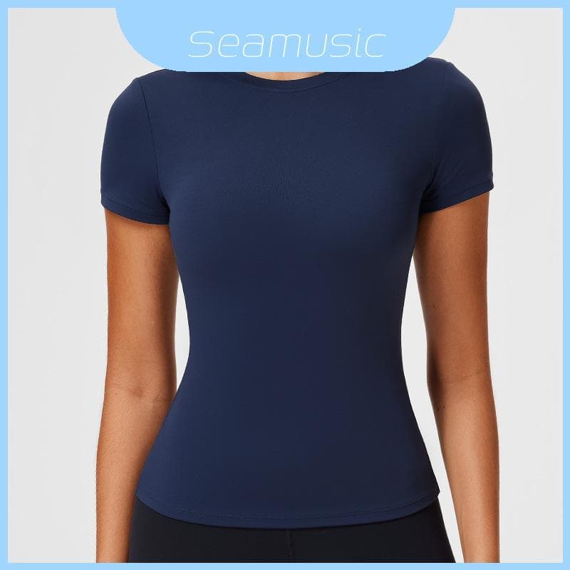 Fit Slim Womens Respirável Nylon Running T Shirt Para Exercícios De Ioga E Fitness