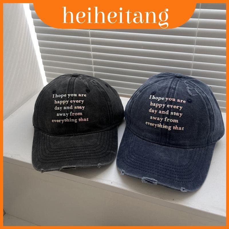 Boné De Beisebol Vintage Bordado Com Letras E Guarda-Sol Para Uso Diário Casual