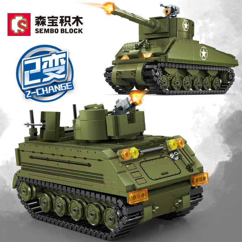 Senbao 2078M4 Tanque de tamanho médio Veículo blindado montado brinquedos pequenas partículas Blocos de construção infan