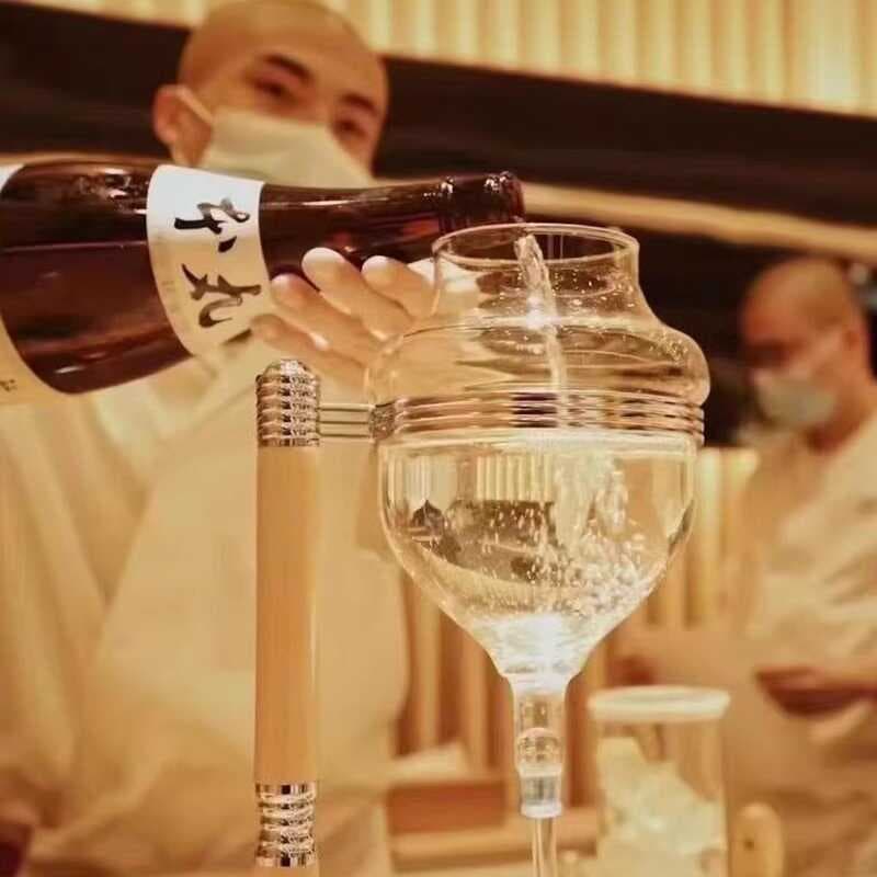 Conjunto de vinho de vidro de saquê, dispositivo de vinho gelado, restaurante japonês, garrafa de vinho dividida, gota d