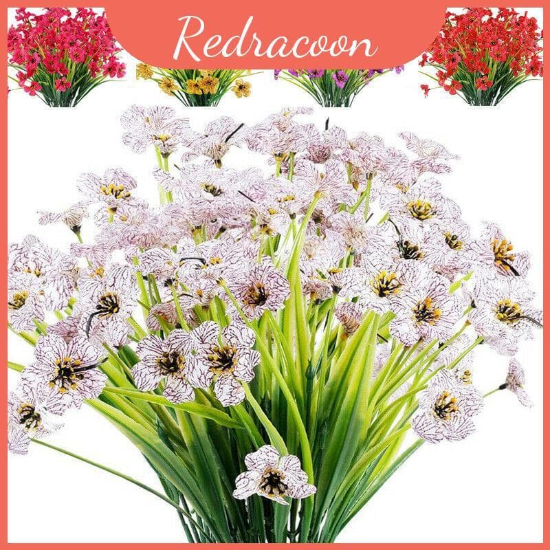 Flores Realistas De Ameixa Chique Artificiais Resistentes A Uv Vibrantes De Jardim