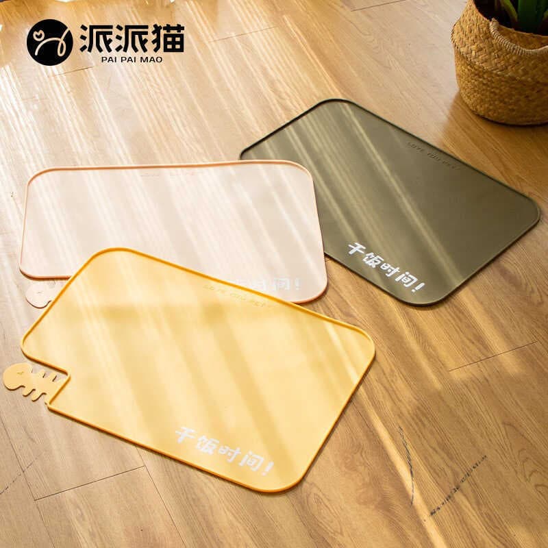 Papai gato Silicone Pet placemat à prova de vazamento impresso osso de peixe tigela de comida de gato placemat fácil de