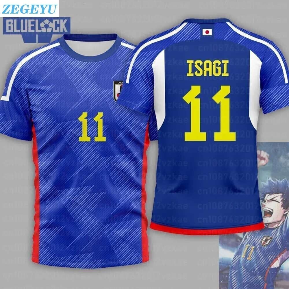 2026 Novo Japão Azul Bloqueio ISAJI 11 Cosplay Camiseta Verão Manga Curta Das Mulheres Dos Homens Crianças Roupas Camise