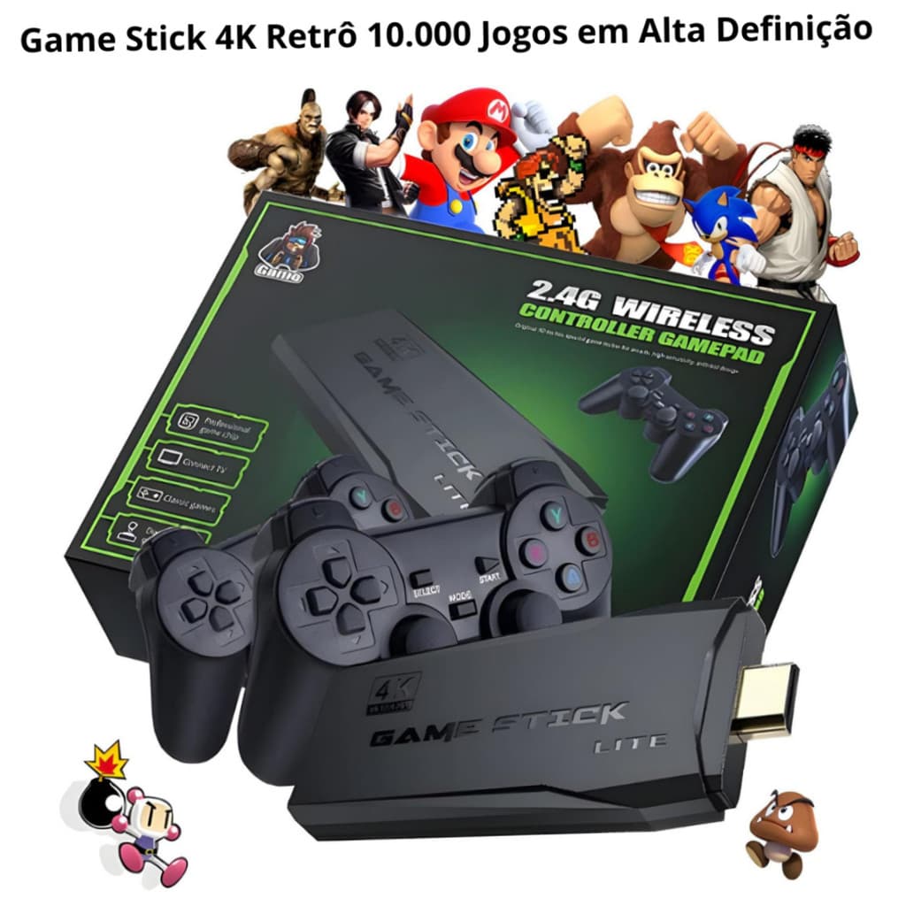Game Stick 4K Retrô 10.000 Jogos