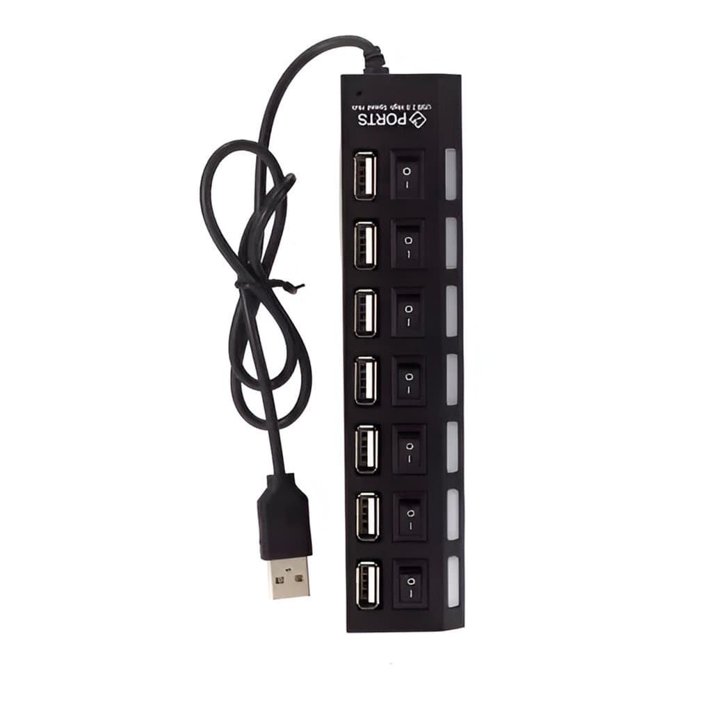 Hub Cabo Usb 2.0 Extensor Adaptador 7 Portas Hd Pen Drive