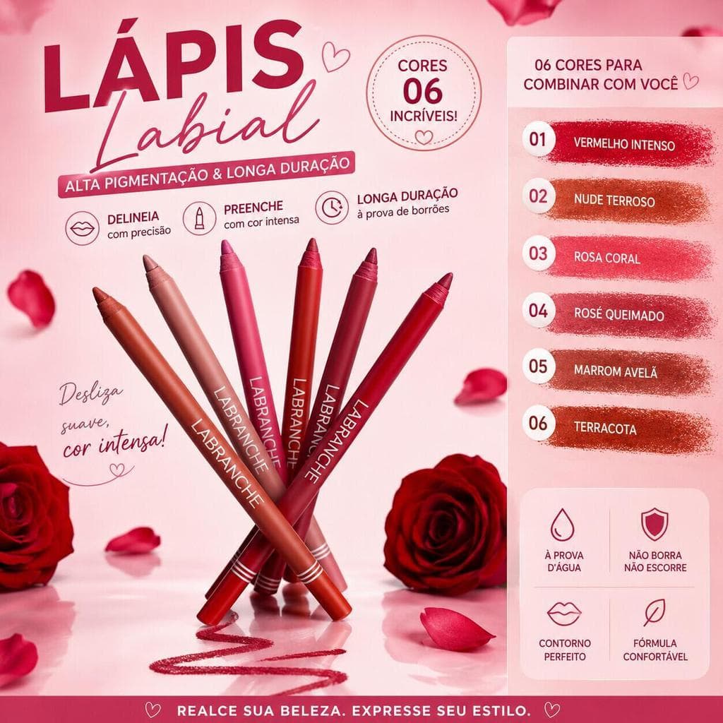 Lápis Labial Labranche Contorno Preciso Textura Macia Alta Pigmentação LA2181