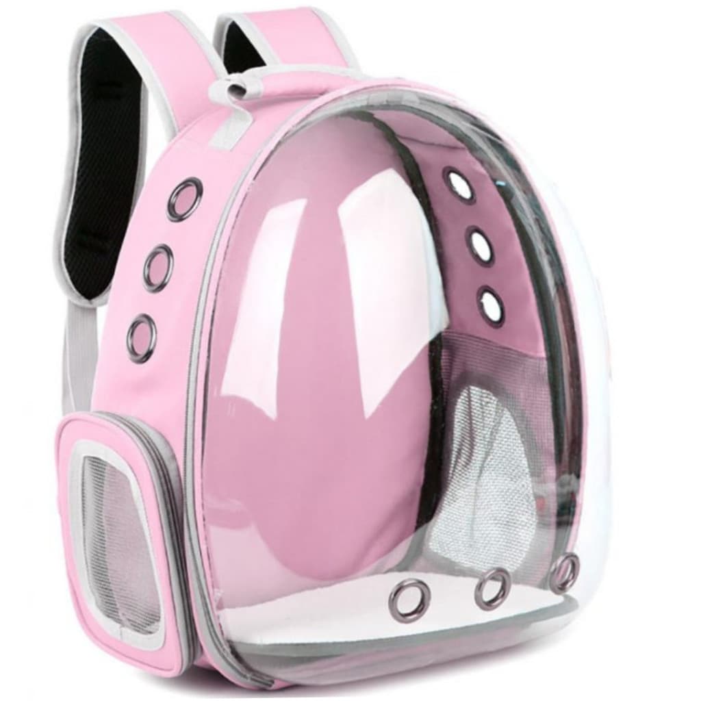 ROSA - Mochila Pet Transporte para Cães e Gatos Visão Ampla com Entrada de Ar