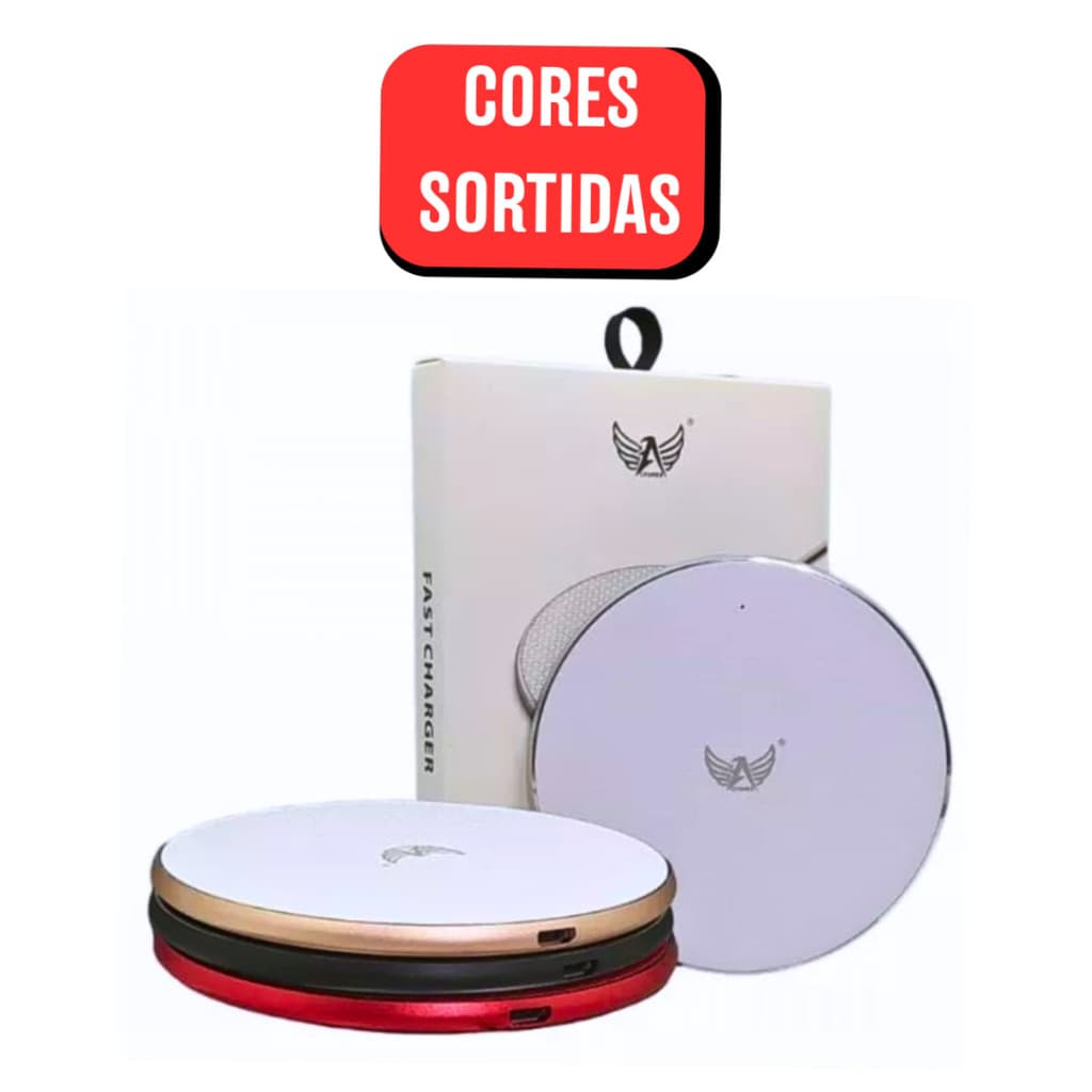 Carregador Rápido por Indução Sem Fio 15W com LED - (Cores Sortidas)