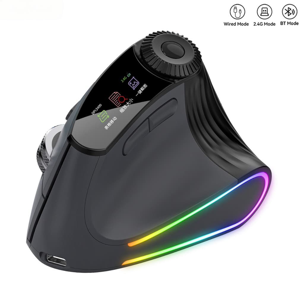 JOMAA 2.4G + Mouse Sem Fio Bluetooth Ergonômico Recarregável Com Vertical Silencioso RGB Para Vários Dispositivos