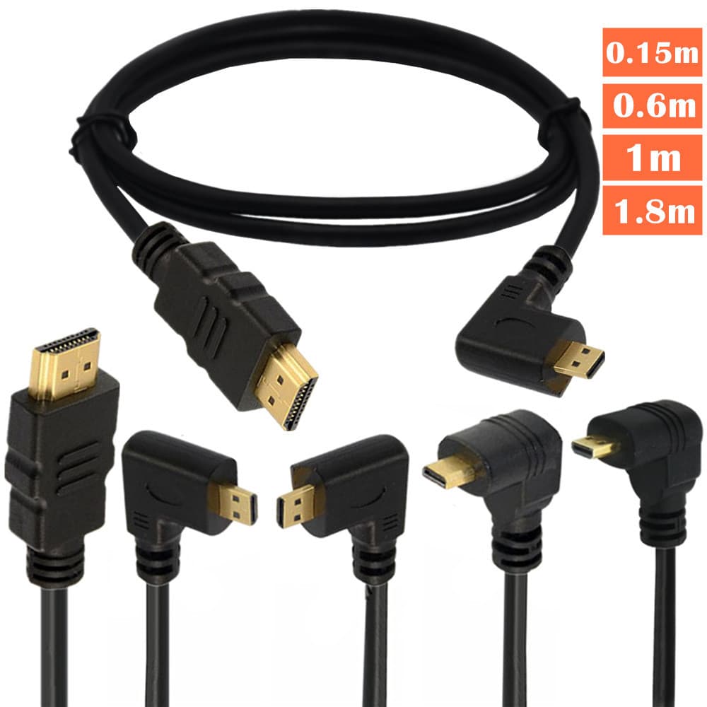 Cabo de vídeo micro hdmi para hdmi cabo HD conexão de cabo computador TV telefone móvel cabo hdmi versão 1.4 cotovelo ca