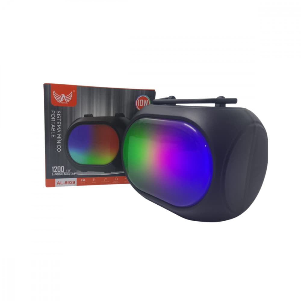 Caixa De Som Bluetooth 5.0 Rádio Portátil Com Luzes LED RGB 10W Função USB/FM/TF/TWS Altomex AL-8929