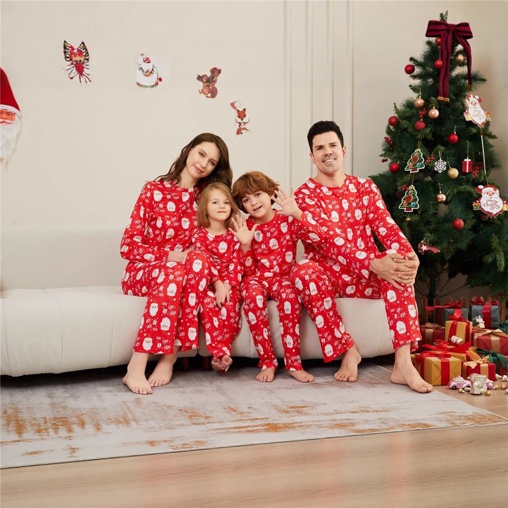 Novo Natal Família Olhar Pijamas Santa Impressão Mãe Pai Crianças Combinando Roupas Bonito Solto 2 Peças Terno Wear