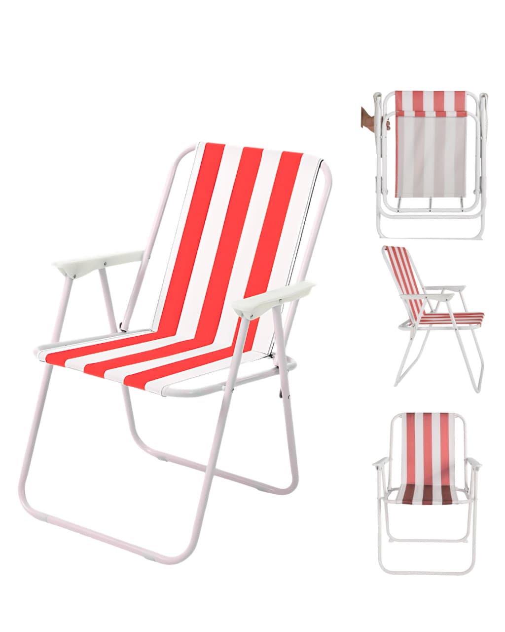 Cadeira De Praia De Aço Simples Cor: Vermelho Snel Home