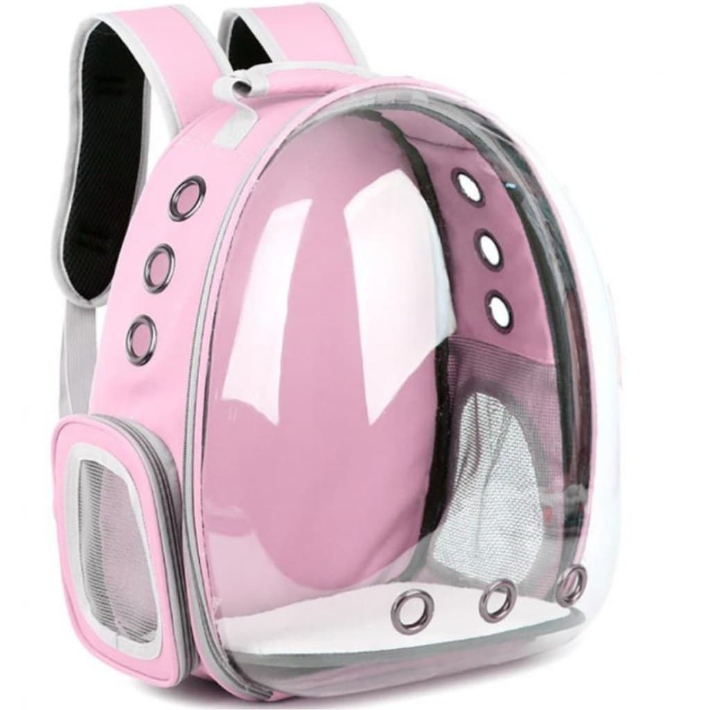 Mochila Pet Transporte Cães Gatos Visão Panorâmica Ventilada Até 6kg Confortável- Rosa