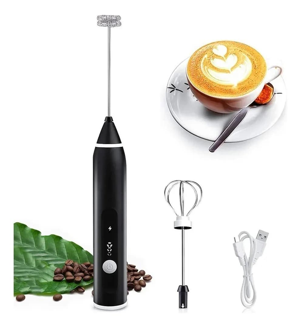 Misturador eletrico Mixer Bebidas Portátil e Recarregável 3 velocidades Inox 3 em 1