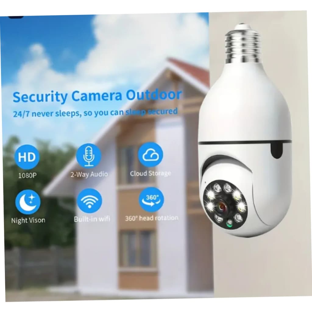 2 UNIDADES - Câmeras Lâmpadas de Segurança Vigilância IP Wi-Fi 360° Visão Noturna FullHD Bivolt