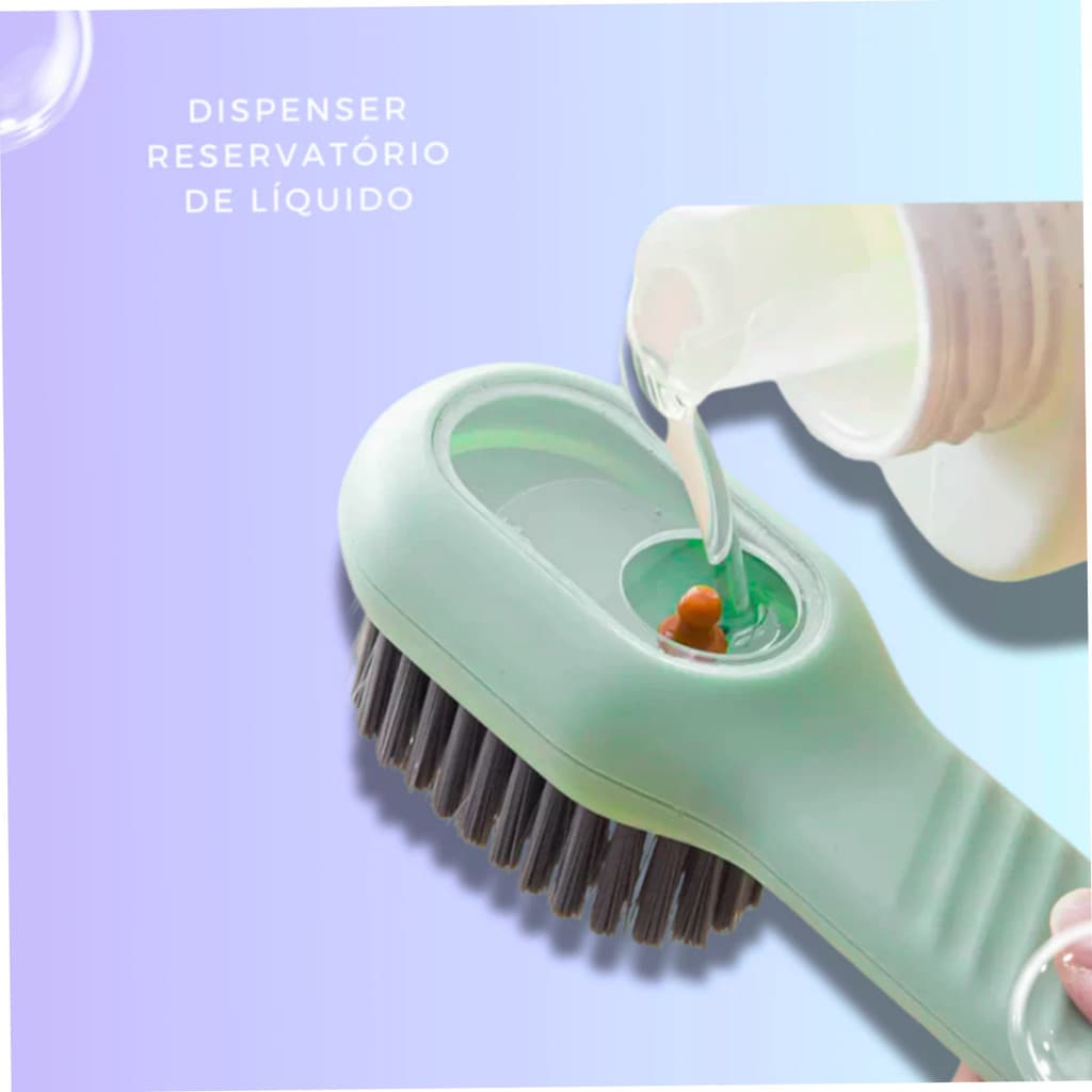 Escova Reservatório De Limpeza Limpa Sapato Louça Com Dispenser De Sabão Liquido