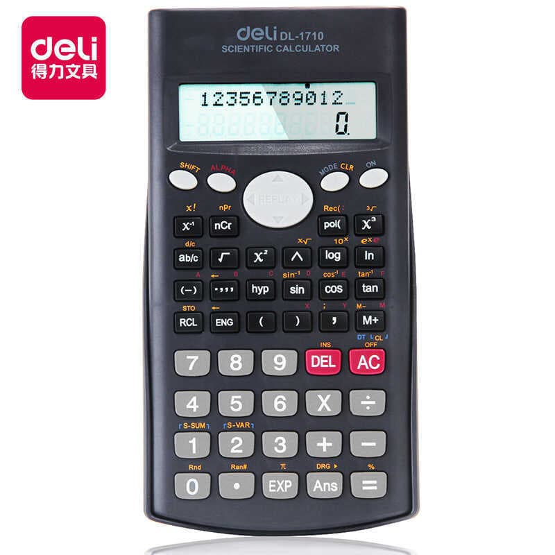 Deli 1710 função calculadora tela grande estudantes do ensino médio Multi-função calculadora científica Slide capa prote