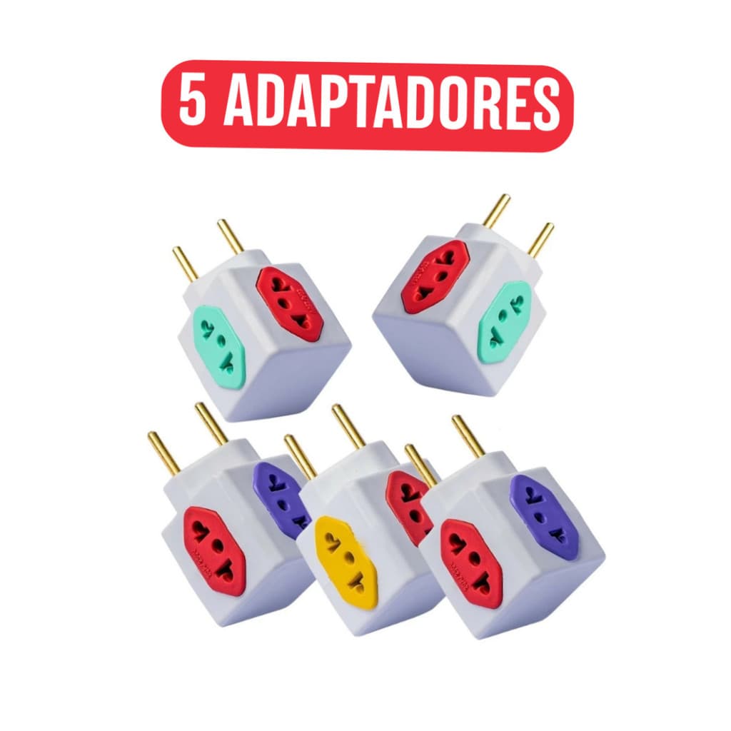 5 UNIDADES de Adaptadores de Tomada em Cubo 2 Pinos 10A 20A