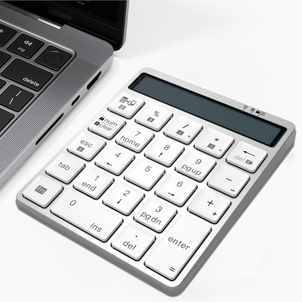 JOMAA Teclado Numérico Sem Fio Ergonômico Para Laptop PC Recarregável Bluetooth Teclados Numéricos