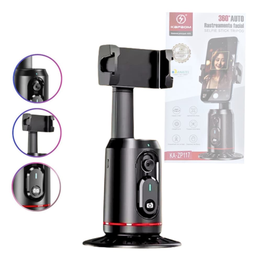 Suporte Celular com Rastreamento Facial 360º Selfie Stick Tr