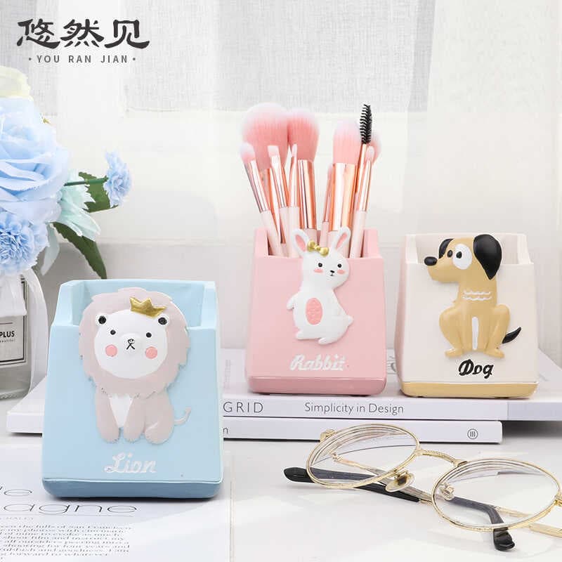 Lazer ver dos desenhos animados Animal estudante estudo Desktop decoração caneta titular armazenamento criativo suporte