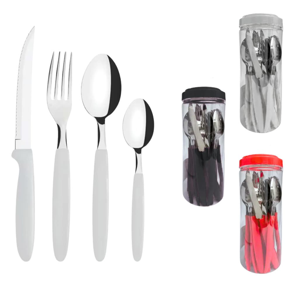 Conjunto de Talheres Faqueiro em Pote com 24 Pçs em Aço Inoxidavel Altomex AL-1745