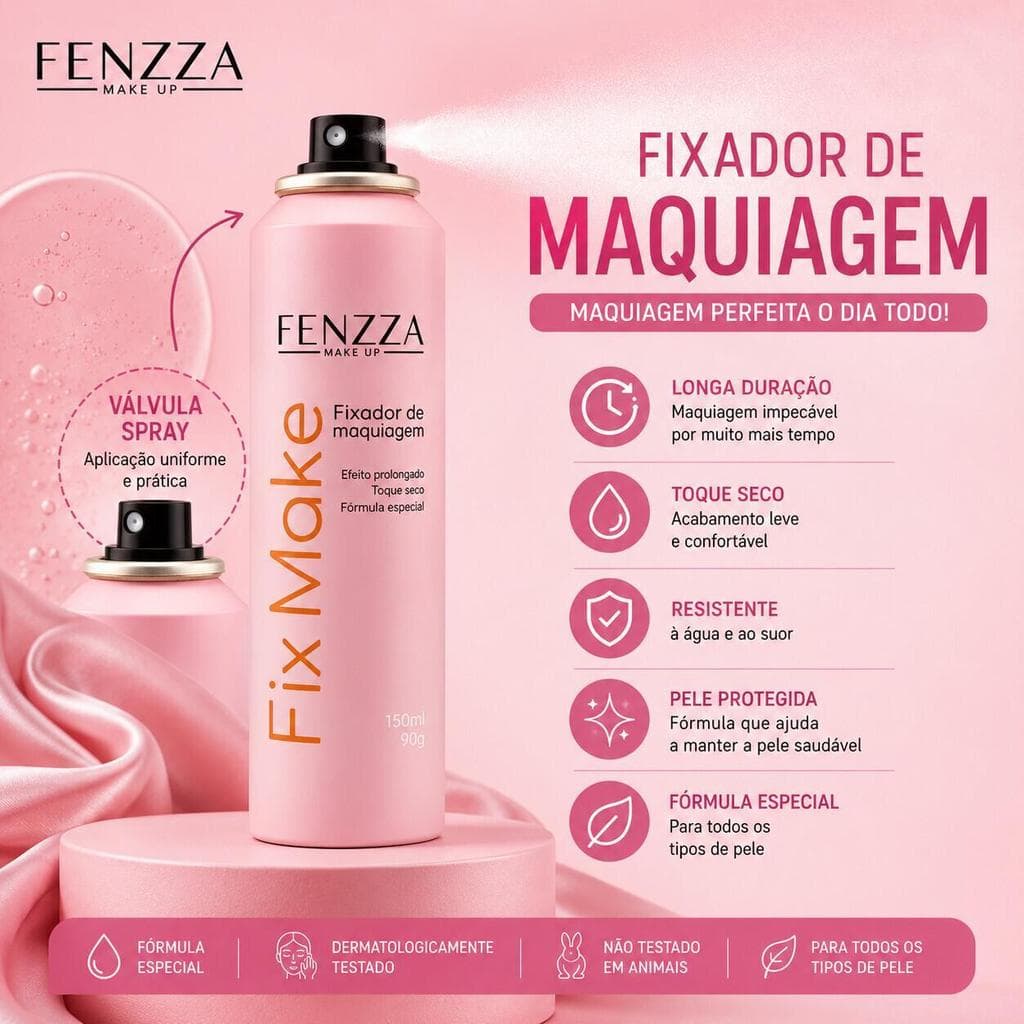 Spray Fixador de Maquiagem Fenzza FZ50005 150ml com Toque Leve e Fixação Prolongada