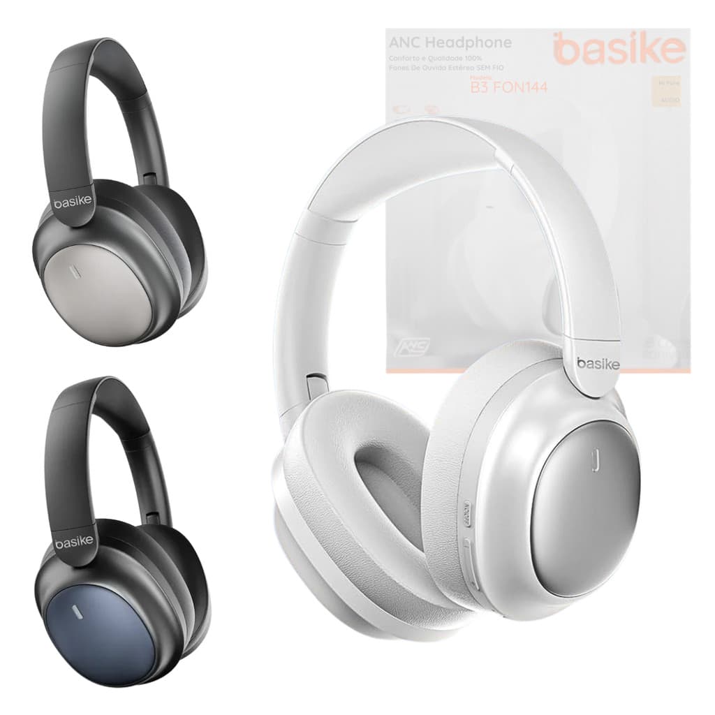 Fone De Ouvido Bluetooth 5.4 Premium Cancelamento de Ruido ANC Basike BA-FON144