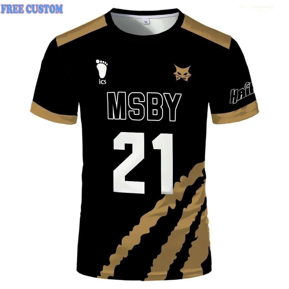 Estoque Pronto 2026 Haikyuu MSBY Anime Camisetas Camiseta Hinata Shoyo Black Jackal Cosplay Voleibol Oversized Street Ma