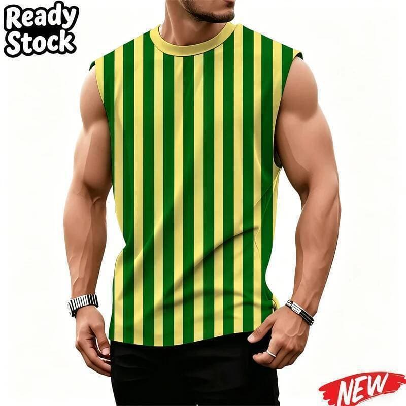 Cor Moda Listras Padrão Regata Para Homens Verão Rua 3D Impresso Sem Mangas Camisetas Diário Casual Oversized Regatas