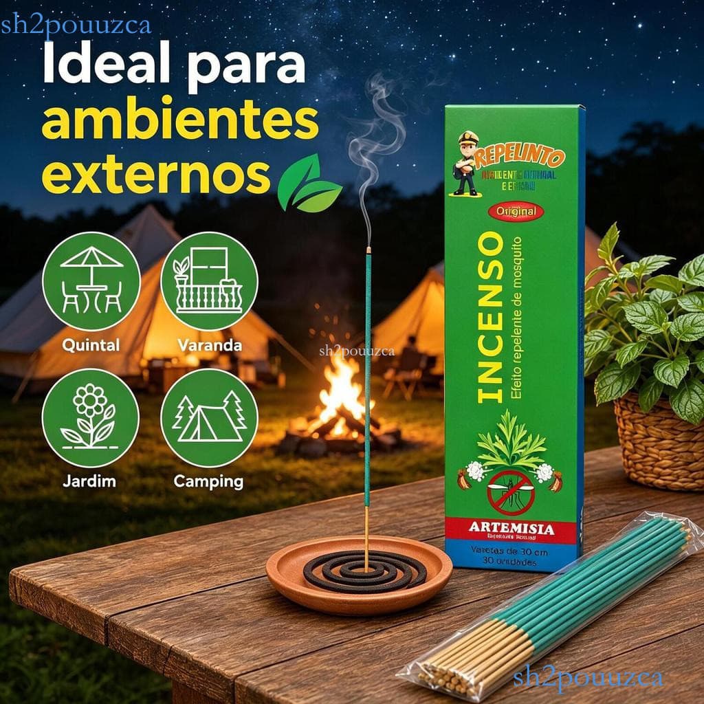 Incenso de Artemísia Repelente de Mosquitos 30 Varetas 30cm, Ideal para Quintal, Varanda e Jardim ✨sh2pouuzca