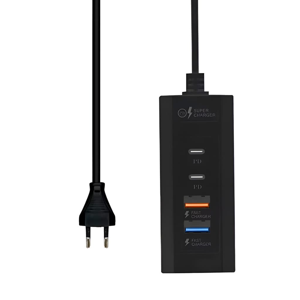 Carregador Hub 4 Entradas USB USB-C Fonte Carregamento