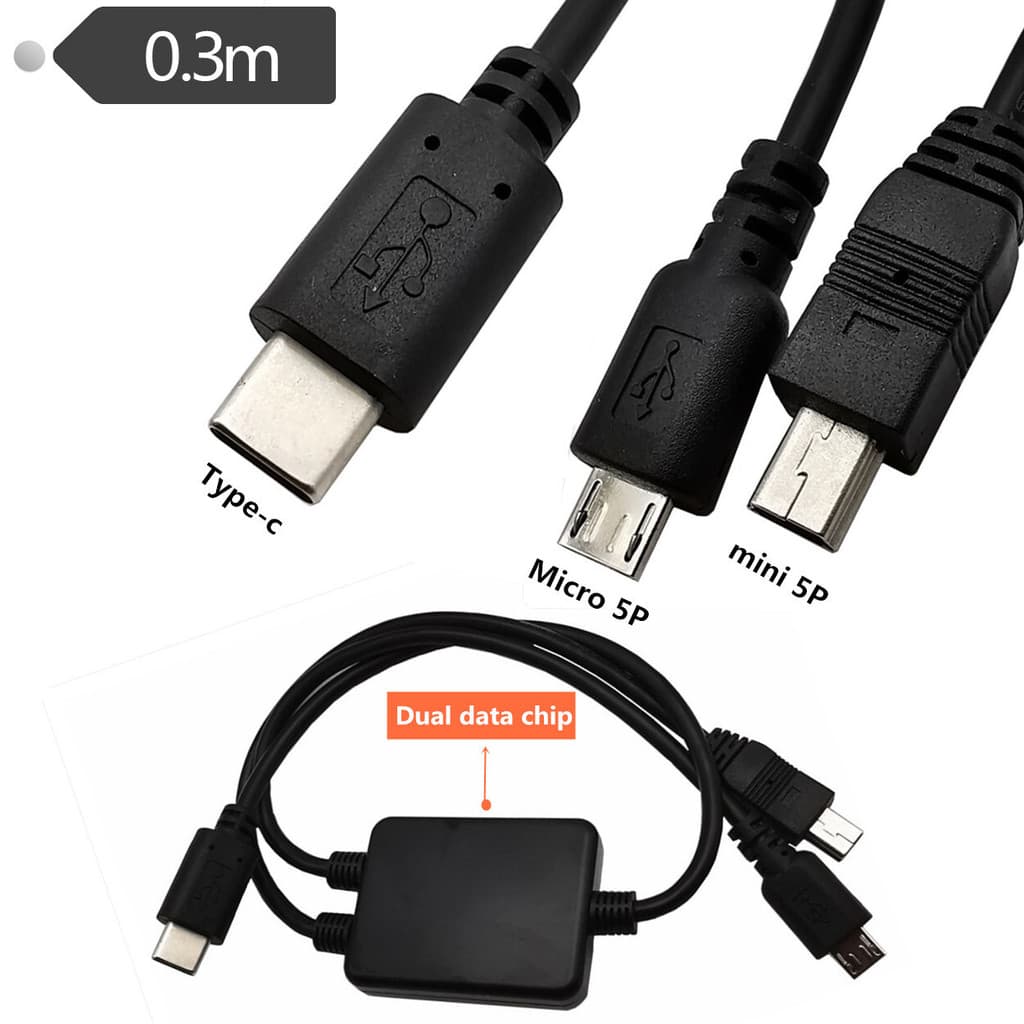 Meanthen Transmissão OTG Dados Duplos Um Ponto Dois USB3.1 Tipo-C para mini 5P/Cabo Micro USB OTG