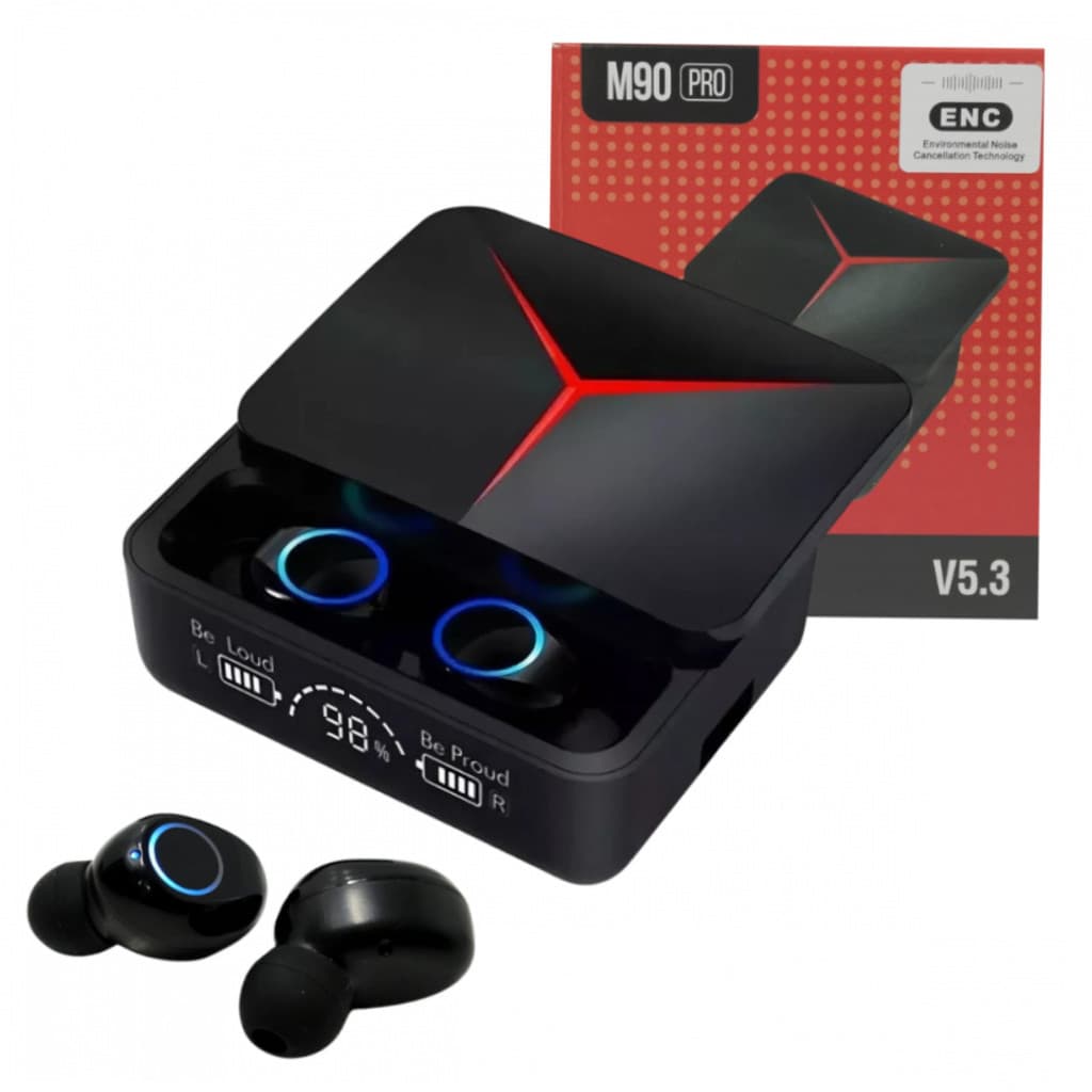 Fone Bluetooth M90 PRO Altomex V5.3 Sem Fio Gamer Display LED Touch USB-C Android iPhone com Microfone