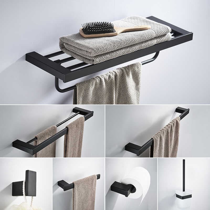 Conjunto de pingente de Hardware para banheiro, aço inoxidável, dupla camada, toalheiro de banho, fixado na parede, toal
