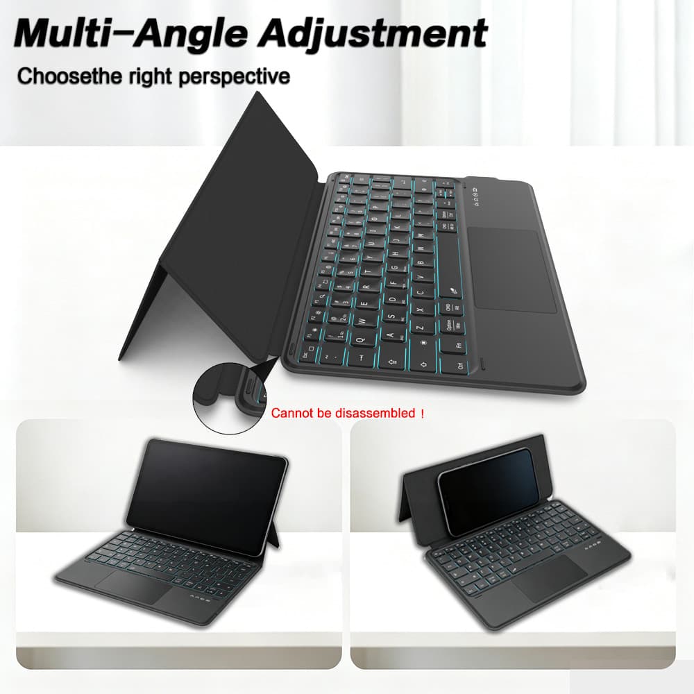 JOMAA RGB Backlight Teclado Dobrável Com Touchpad Ergonômico Recarregável Bluetooth Suporte Para Tablet Ipad PC