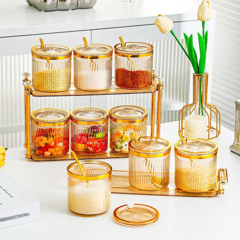 Conjunto de jarra de tempero para cozinha doméstica, caixa de tempero de alto valor, saleiro, garrafa de óleo, combinaçã