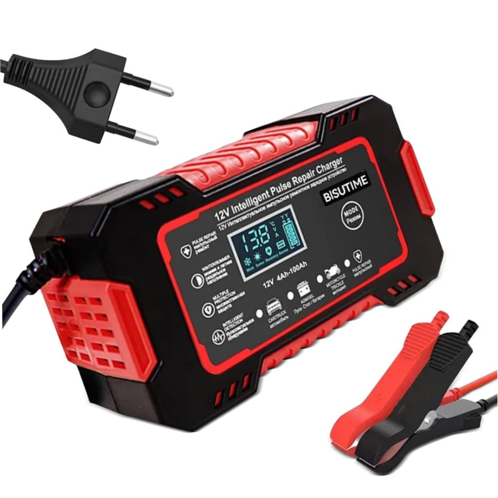 Carregador De Bateria Inteligente 12v 6a Bivolt Com Display Lcd E Reparo Para Carro E Moto Automotivo Portátil