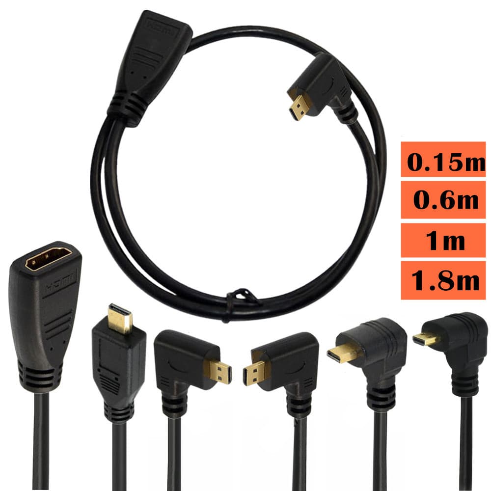 Cabo de vídeo cotovelo Micro hdmi macho para hdmi fêmea cabo curto telefone móvel XT910 mb810 HTC P990 A500 cabo de conv