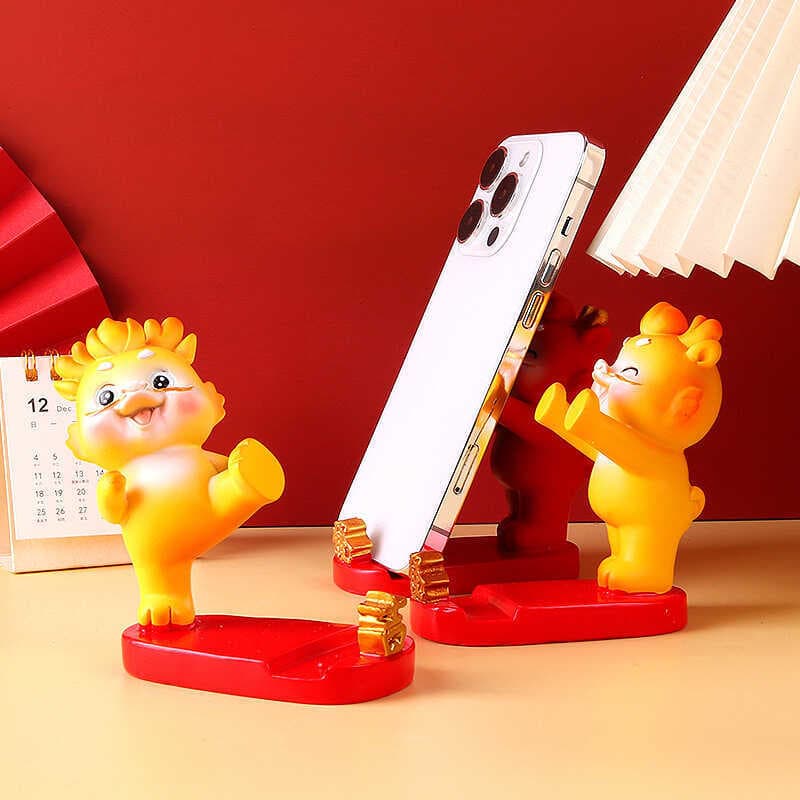 Desktop antiderrapante suporte do telefone móvel ano do dragão ornamentos lembranças criativo bonito dos desenhos animad