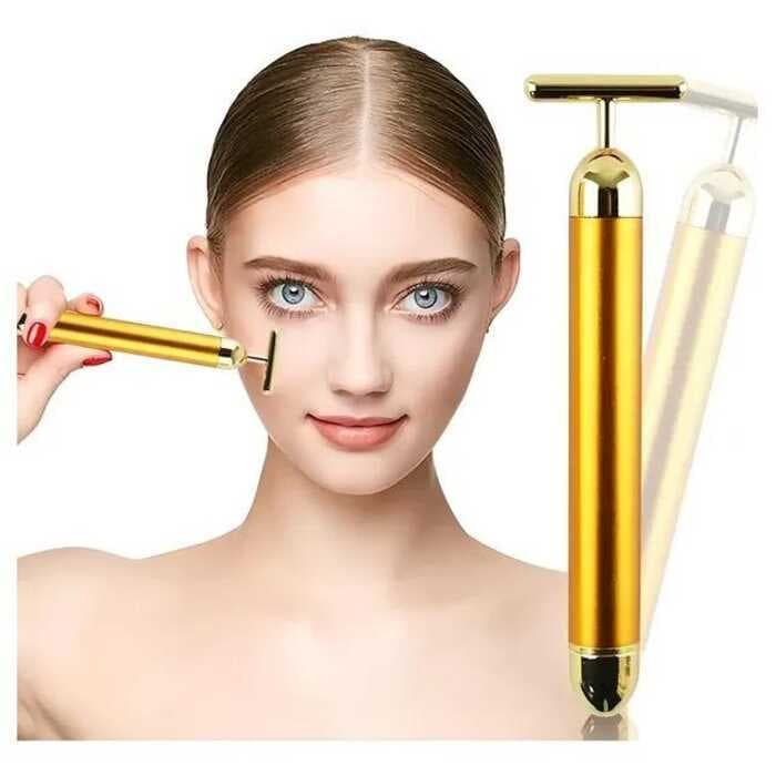 Massageador Facial Elétrico Dourado Anti-Rugas Lift para Pele
