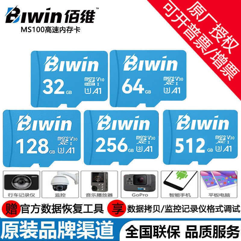 BIWIN BIWIN Gravador TFMicroSD Cartão de memória A1 U3 V10 MS1 Cartão de memória de alta velocidade