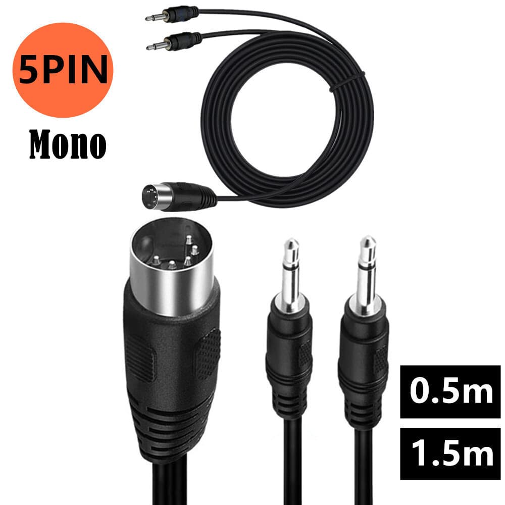 Um ponto dois 2*3.5mm mono áudio para mono 5 núcleos cabo adaptador saída de áudio MIDI5-Core DIN5P