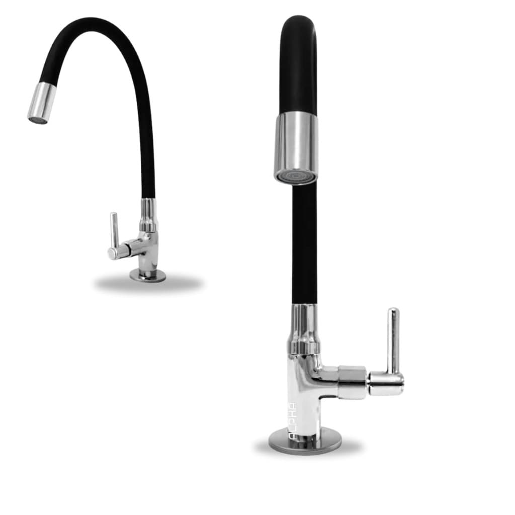 Torneira Gourmet Cozinha Bancada Flexível 360° Silicone Metal Cromado Snel Cor Preta