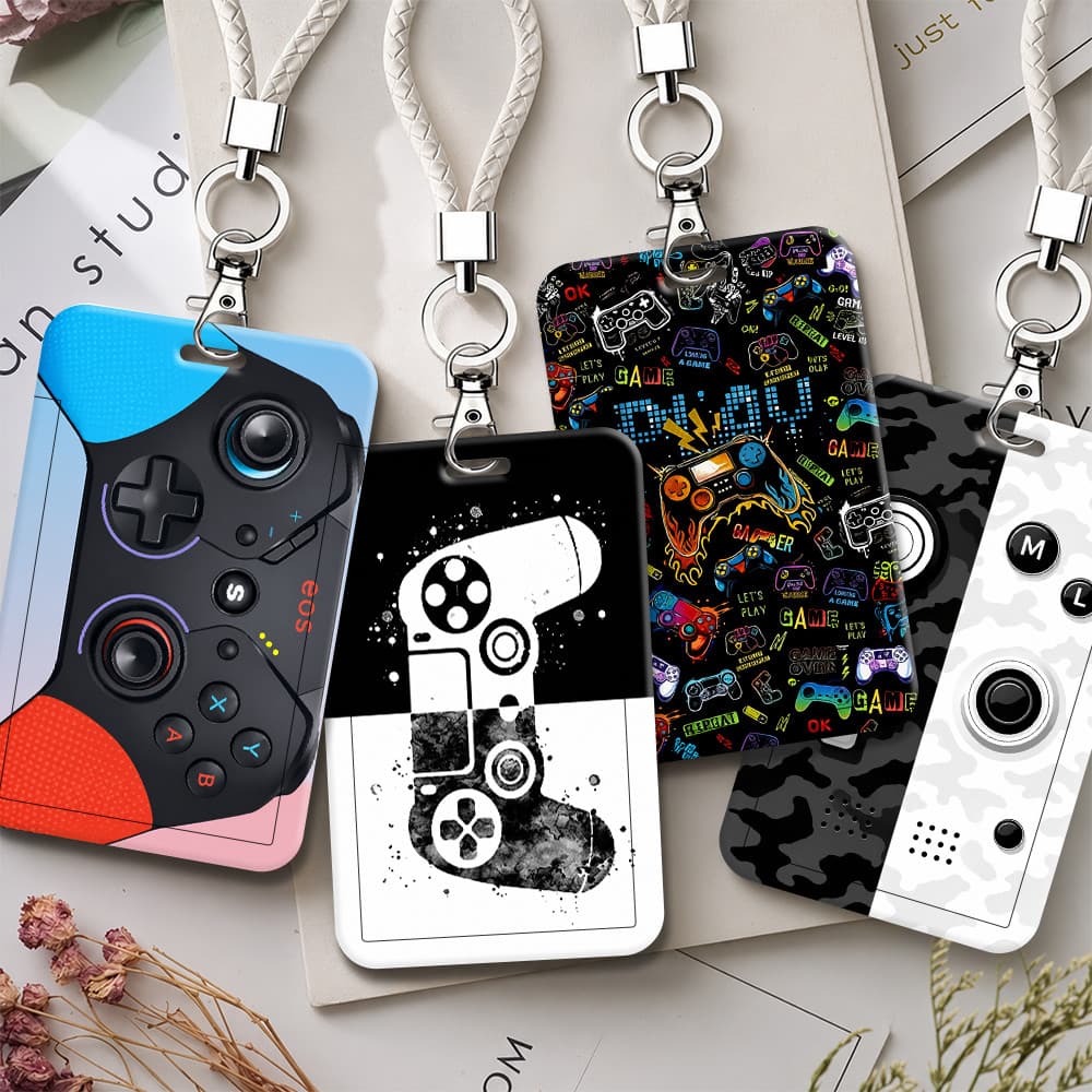 Porta-Cartões De Identificação De Plástico Gamer Gamepad Com Alça De Chaveiro Para Cartão De Campus De Estudante E Crach