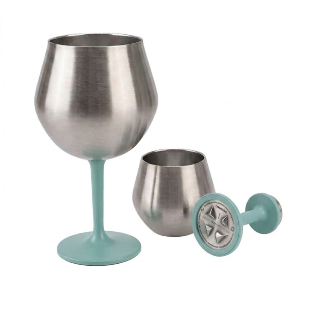 Normal - Taça Térmica 420ML Inox com Base Removível Vira Copo - Cinza c/ Verde Claro